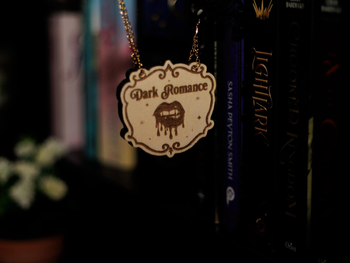 Dark Romance Book Genre Tavern Sign | Laser Engraved Wood & 3D Printed PLA | Gothic Fantasy Bookshelf Decor