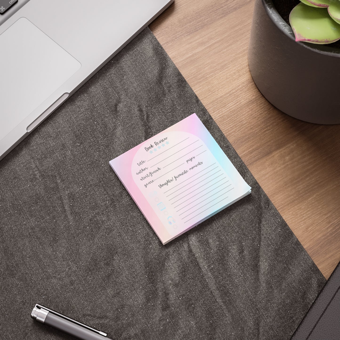 Book Review Post-it® Note Pad — Pastel Reading Journal Sticky Notes for Book Lovers
