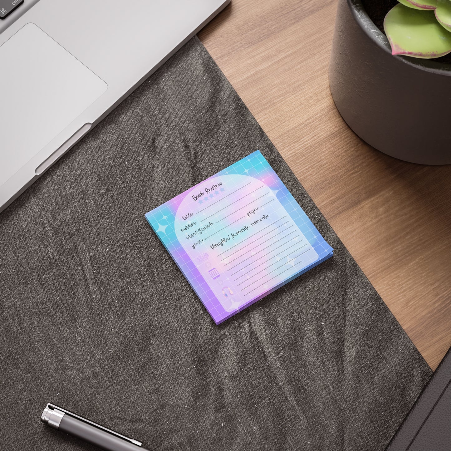 Book Review Post-it Note Pads — Pastel Aesthetic Bookish Sticky Notes for Reading Logs & Reviews