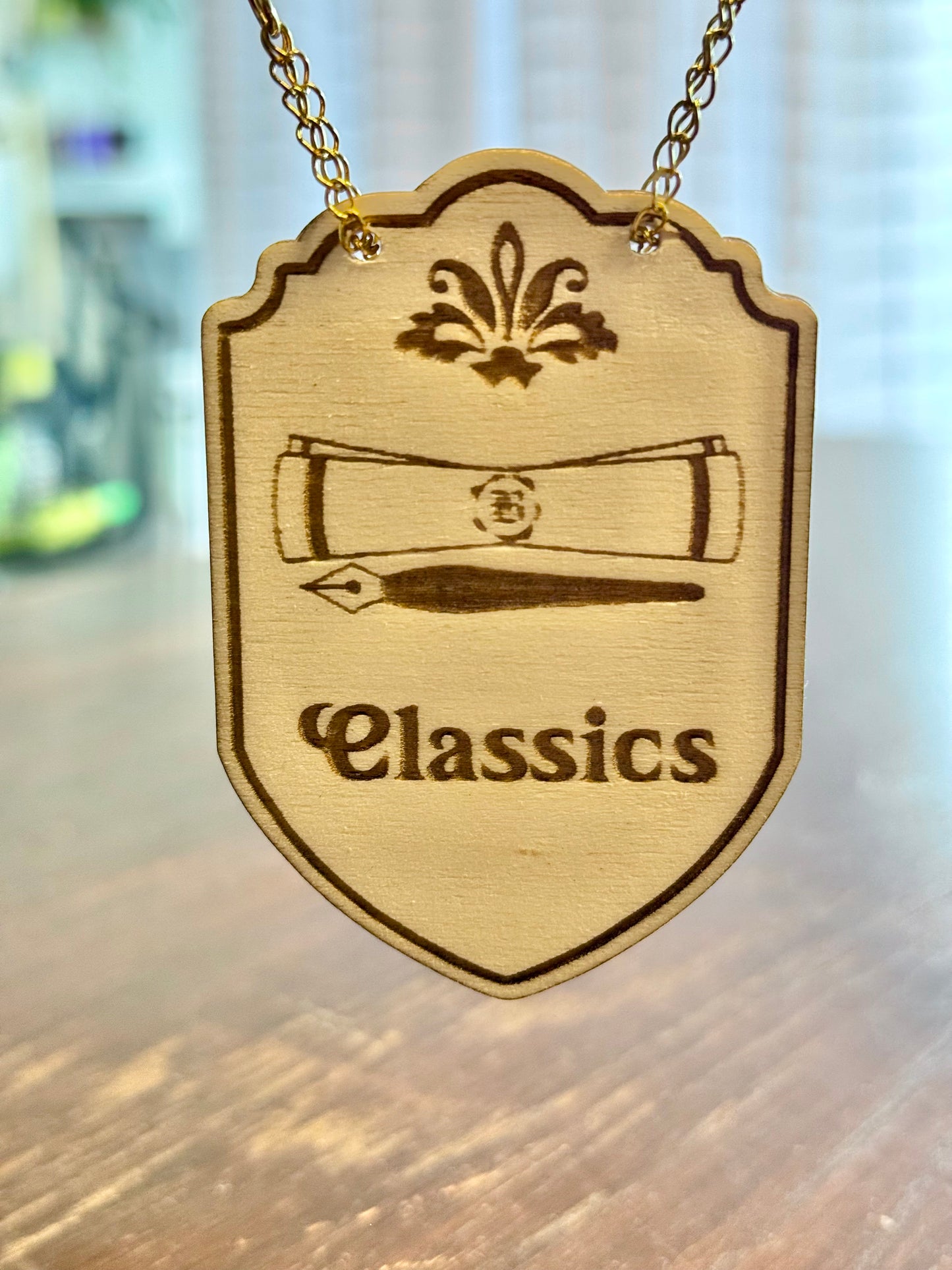 Classics Tavern Sign Bookend | Laser Engraved Balsa Wood & 3D Printed PLA | Elegant Shelf Marker for Literary Collections