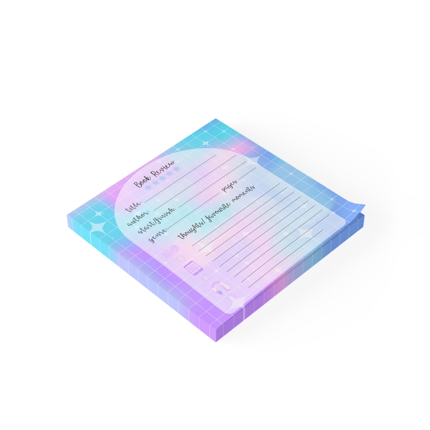 Book Review Post-it Note Pads — Pastel Aesthetic Bookish Sticky Notes for Reading Logs & Reviews