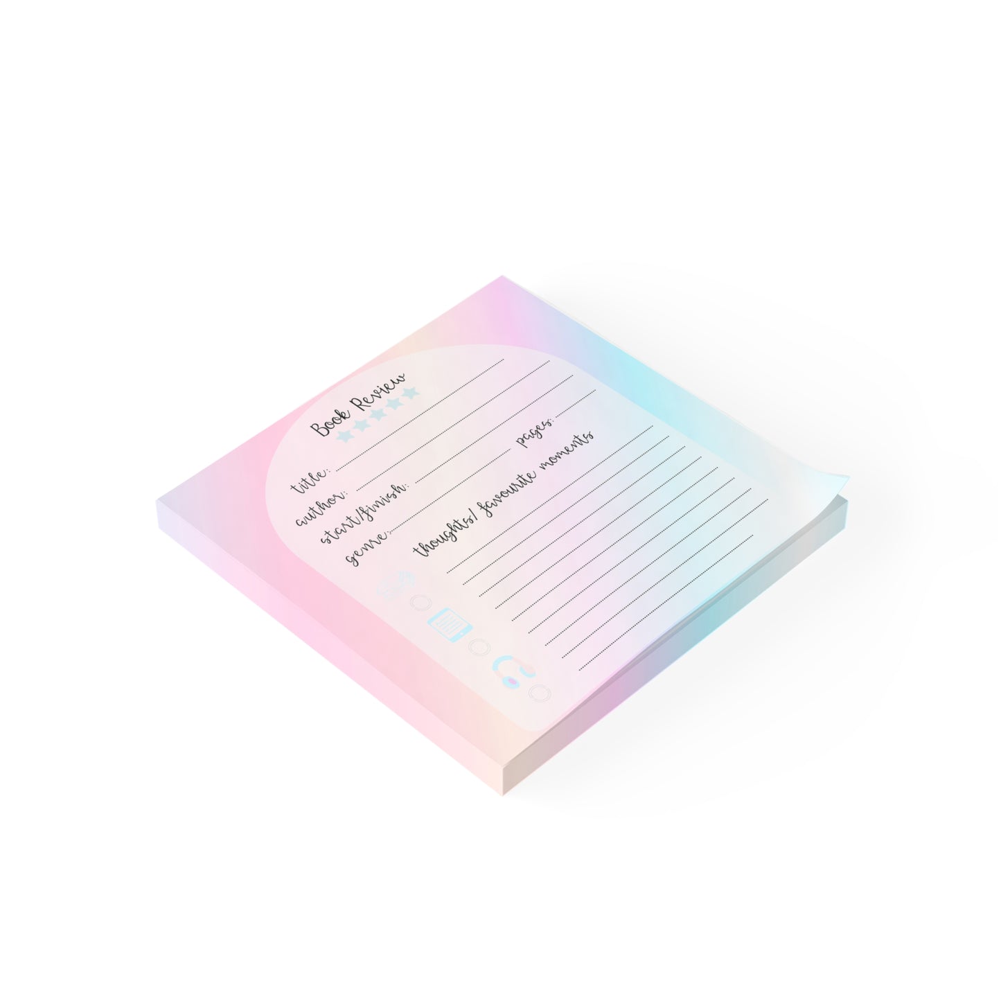Book Review Post-it® Note Pad — Pastel Reading Journal Sticky Notes for Book Lovers