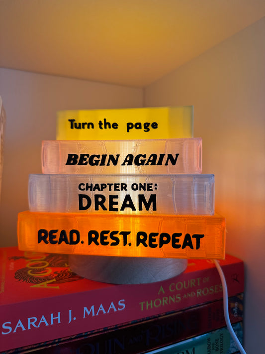 Book Stacked Lamp | 3D Printed PETG | Bookshelf Decor | Readers Gift Idea | Table Lamp