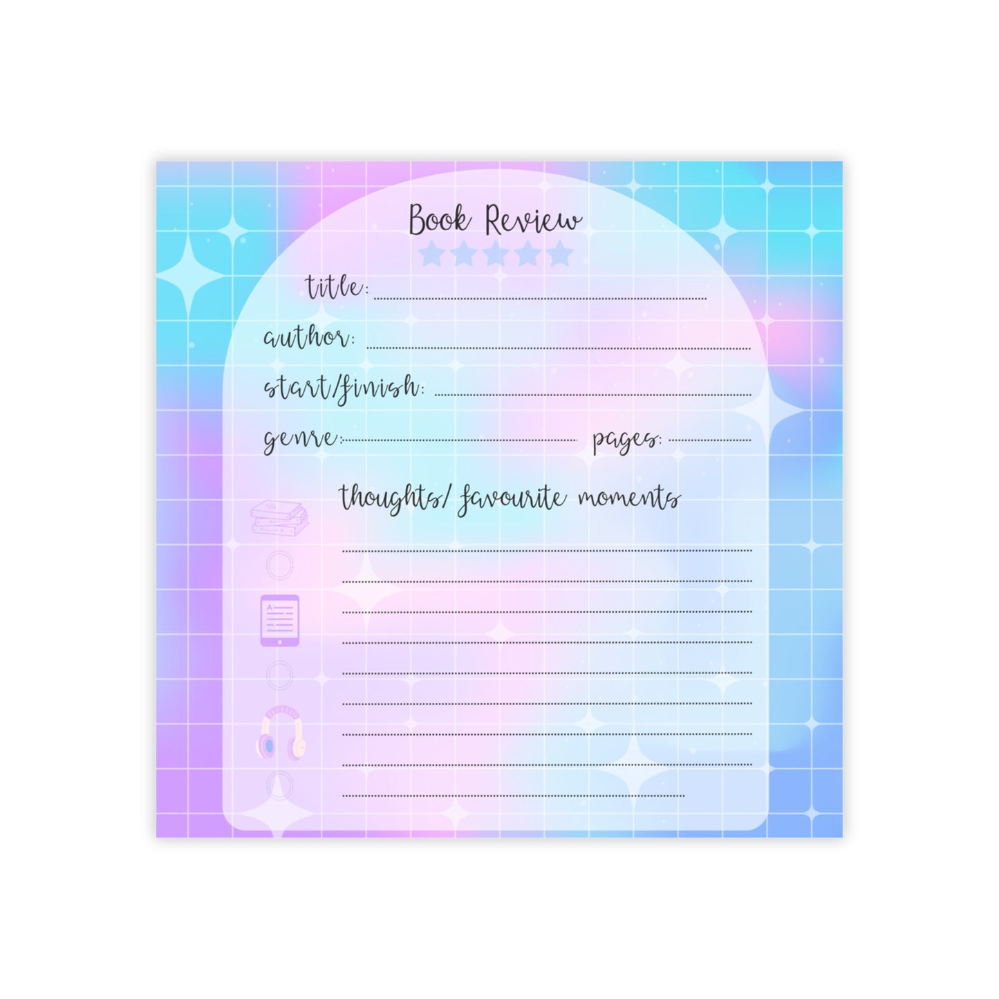 Book Review Post-it Note Pads — Pastel Aesthetic Bookish Sticky Notes for Reading Logs & Reviews