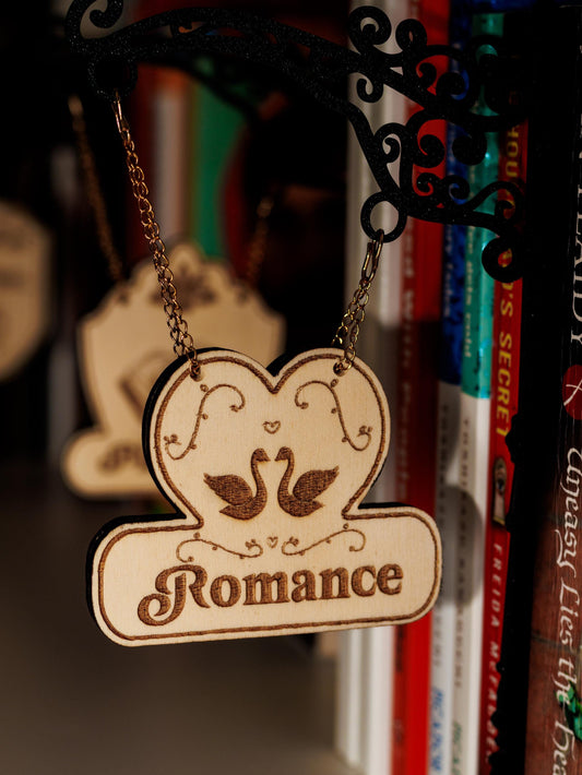Romance Tavern Sign Bookend | Laser Engraved Balsa Wood & 3D Printed PLA | Bookshelf Decor for Romance Lovers